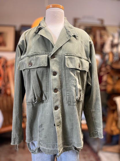 Rare Vintage 1950’s M50 OG-107 WWII Distressed Military Field Jacket 36