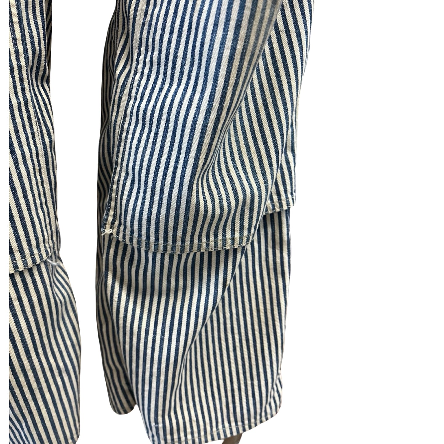 Very Rare Vintage 1940’s/50's Distressed Pay Day Square Bak Union Made Sanforized Sail Cloth Hickory Striped Apron Bib Overalls