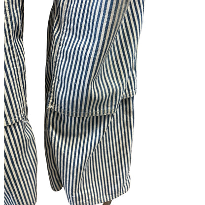 Very Rare Vintage 1940’s/50's Distressed Pay Day Square Bak Union Made Sanforized Sail Cloth Hickory Striped Apron Bib Overalls