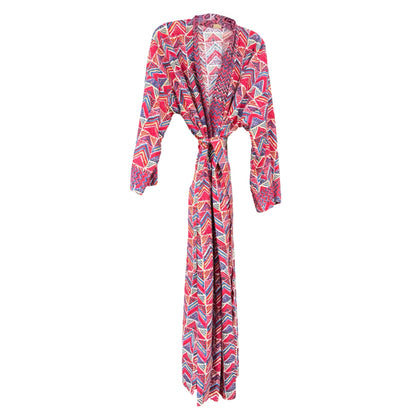 Vintage 1970’s Original Soma Jaipur Cotton India Block Print Maxi Kimono Robe
