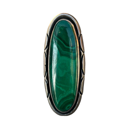 Massive Vintage Navajo Malachite Sterling Silver Ring 9
