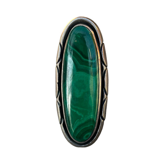Massive Vintage Navajo Malachite Sterling Silver Ring 9