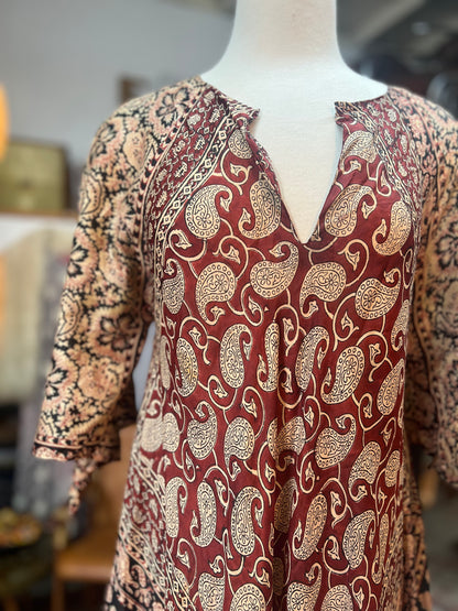 Very Rare Collectible India Imports of Rhode Island 70’s Silk Block Print Dress