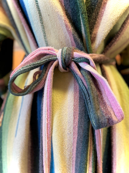 One-of-a-kind Handmade Vintage Serape Belted Hooded Surf Robe