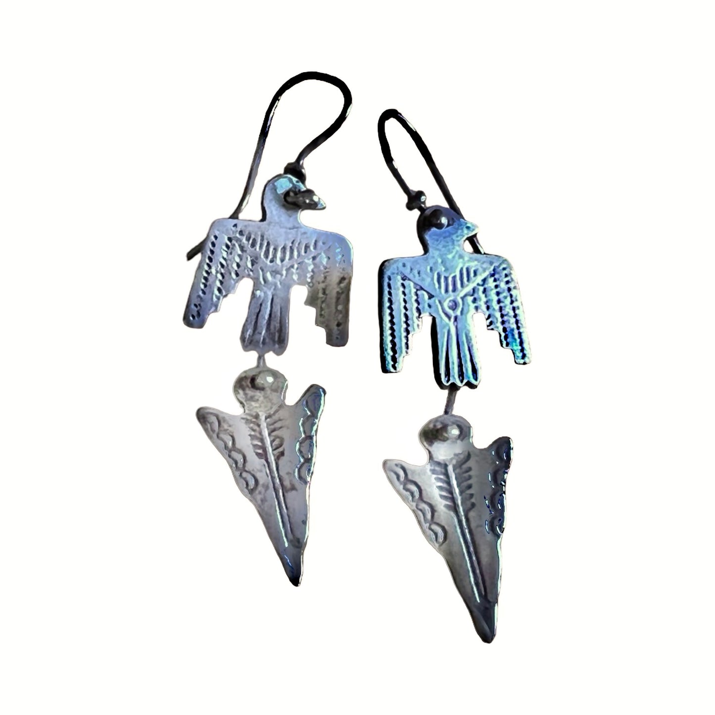 Vintage 1970’s Navajo Sterling Silver Thunderbird Earrings