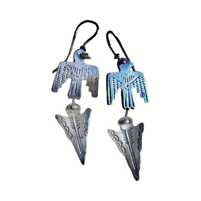 Vintage 1970’s Navajo Sterling Silver Thunderbird Earrings