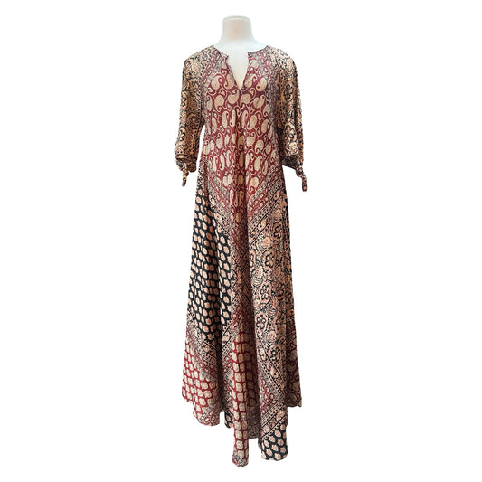 Very Rare Collectible India Imports of Rhode Island 70’s Silk Block Print Dress