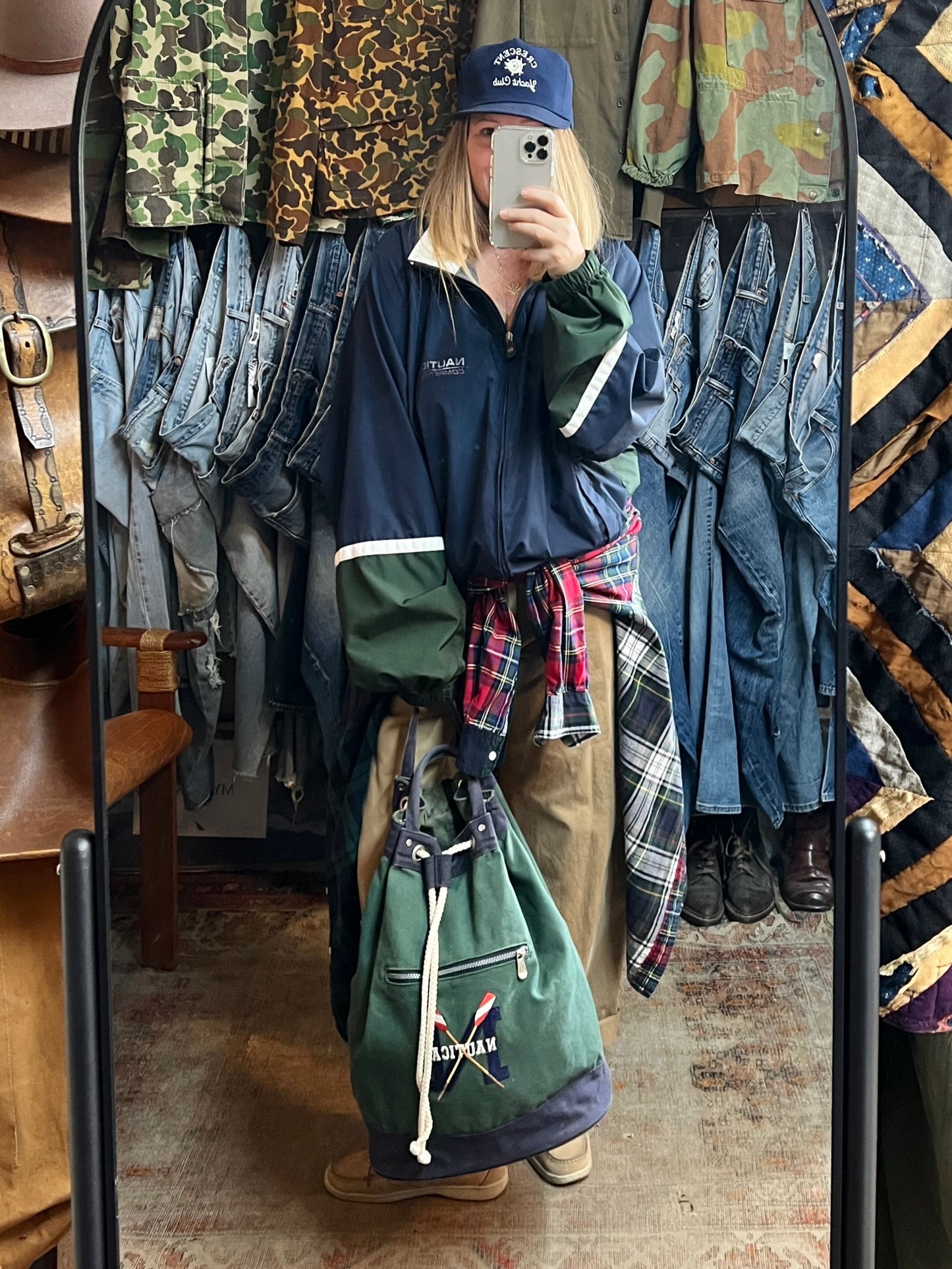 Vintage Crescent Yacht Club Snapback Hat O/S