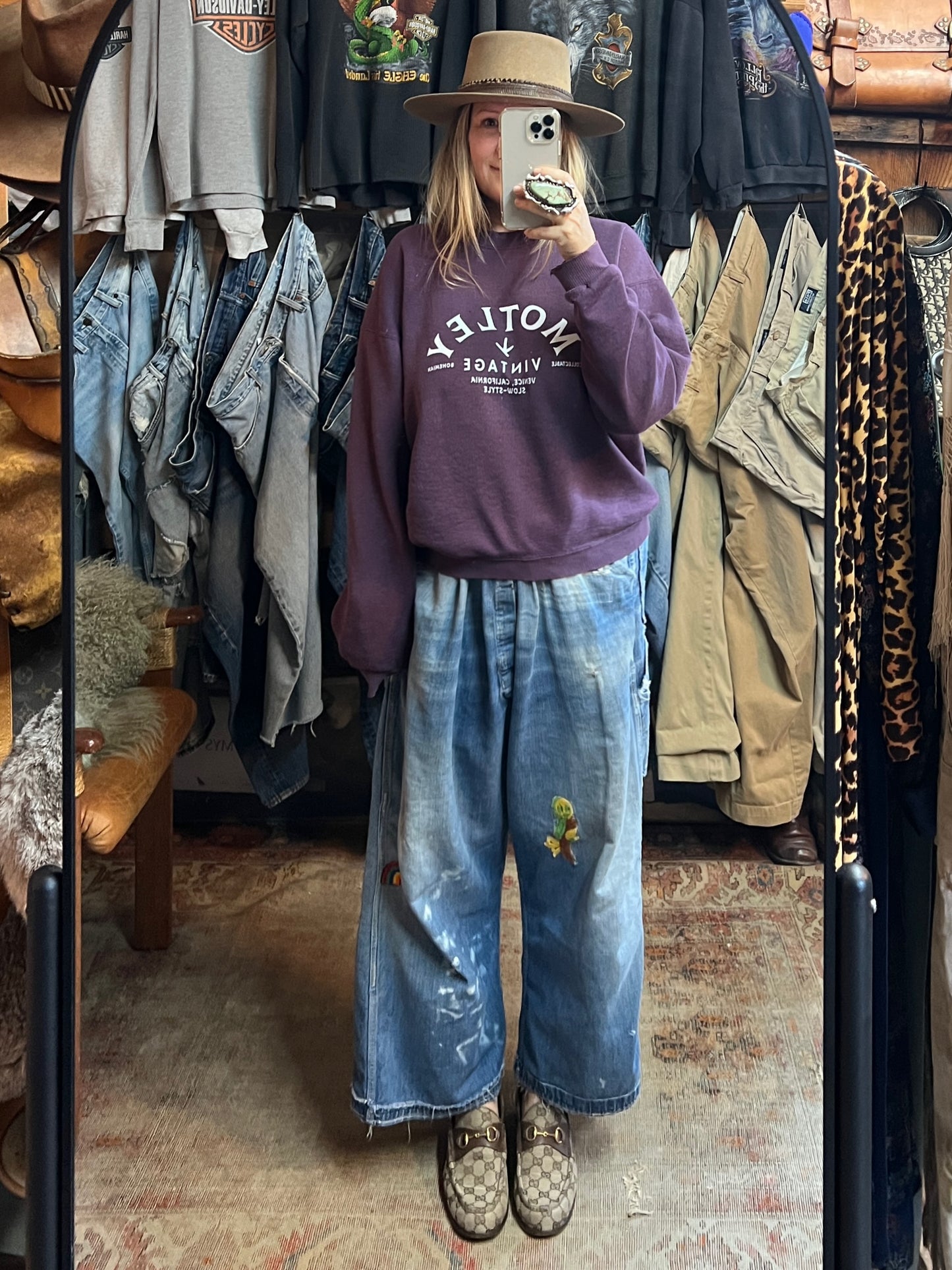 Vintage 90’s Plum Distressed Oversized Lee Sweatshirt w/ MV Logo #12