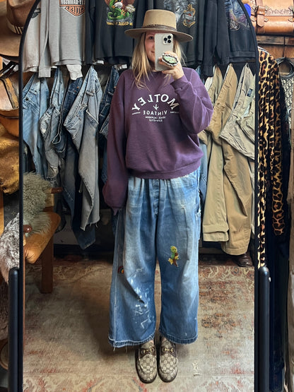 Vintage 90’s Plum Distressed Oversized Lee Sweatshirt w/ MV Logo #12