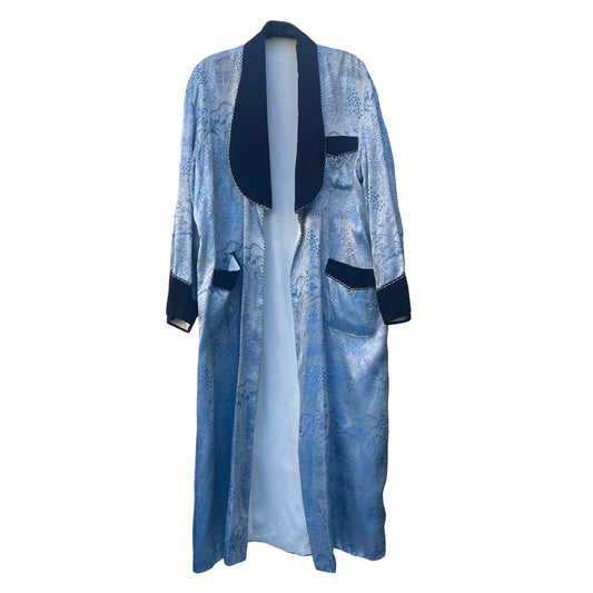 Vintage 1950’s Silk & Velvet JacquardSmoking Jacket Robe M