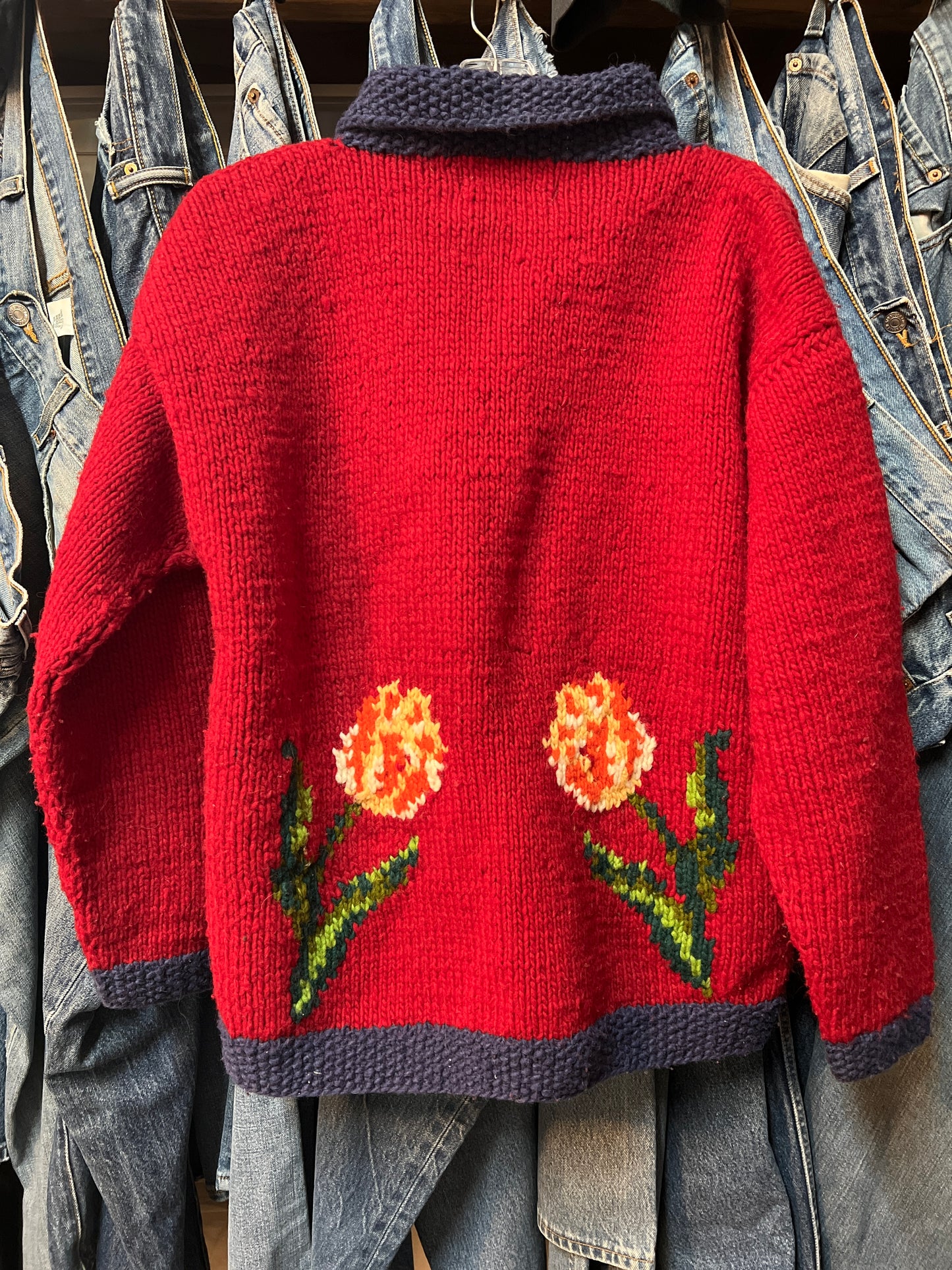 RARE Vintage 80’s Hand Knit Tulip Cowichan Sweater Jacket w/ Pockets L/XL