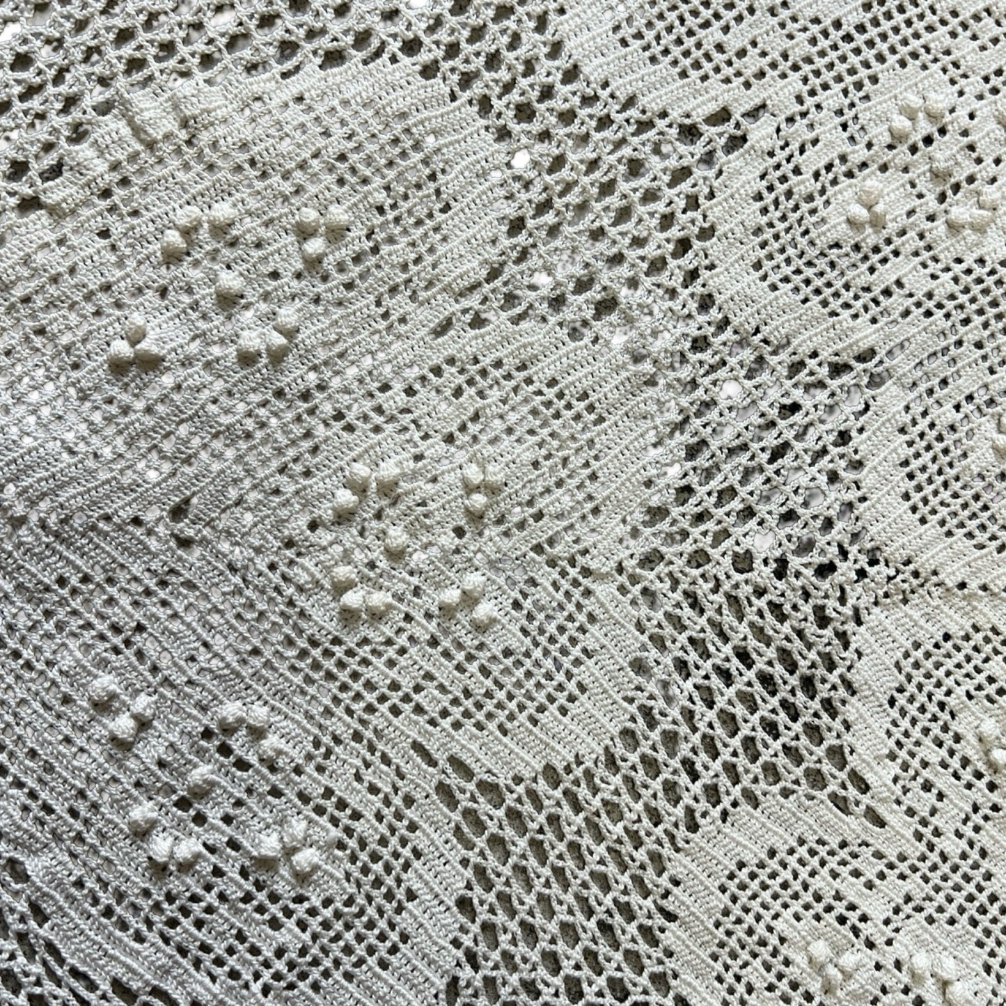 Antique Handmade Crochet Lace Oversized Collar w/ Popcorn Stitch