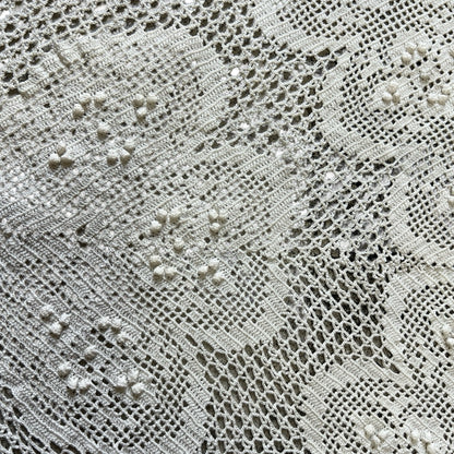 Antique Handmade Crochet Lace Oversized Collar w/ Popcorn Stitch
