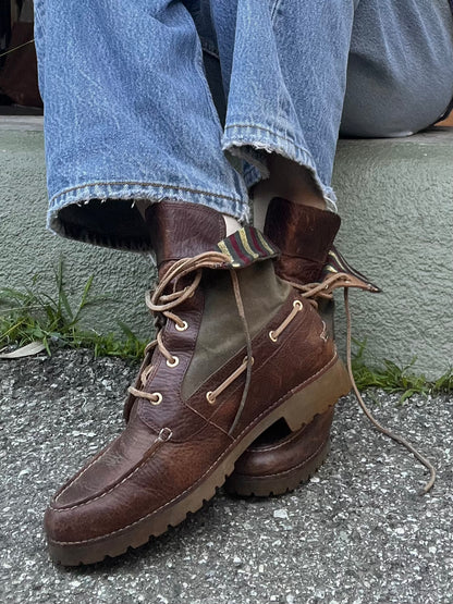 Vintage Leather & Canvas Sperry Top Sider Boots Women’s 8.5