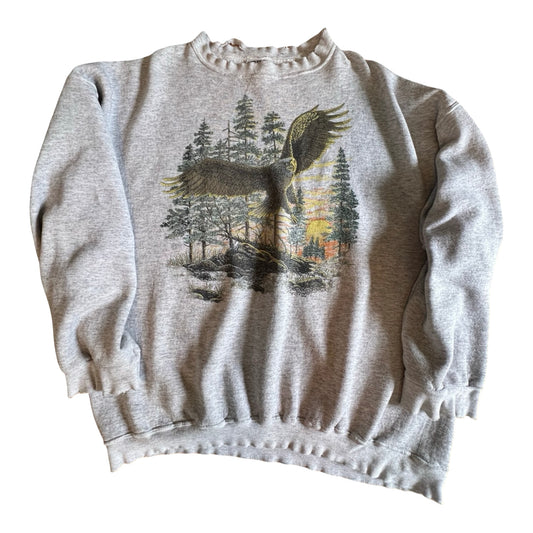 Vintage 80’s Oversized Distressed Eagle Sweatshirt 2XL