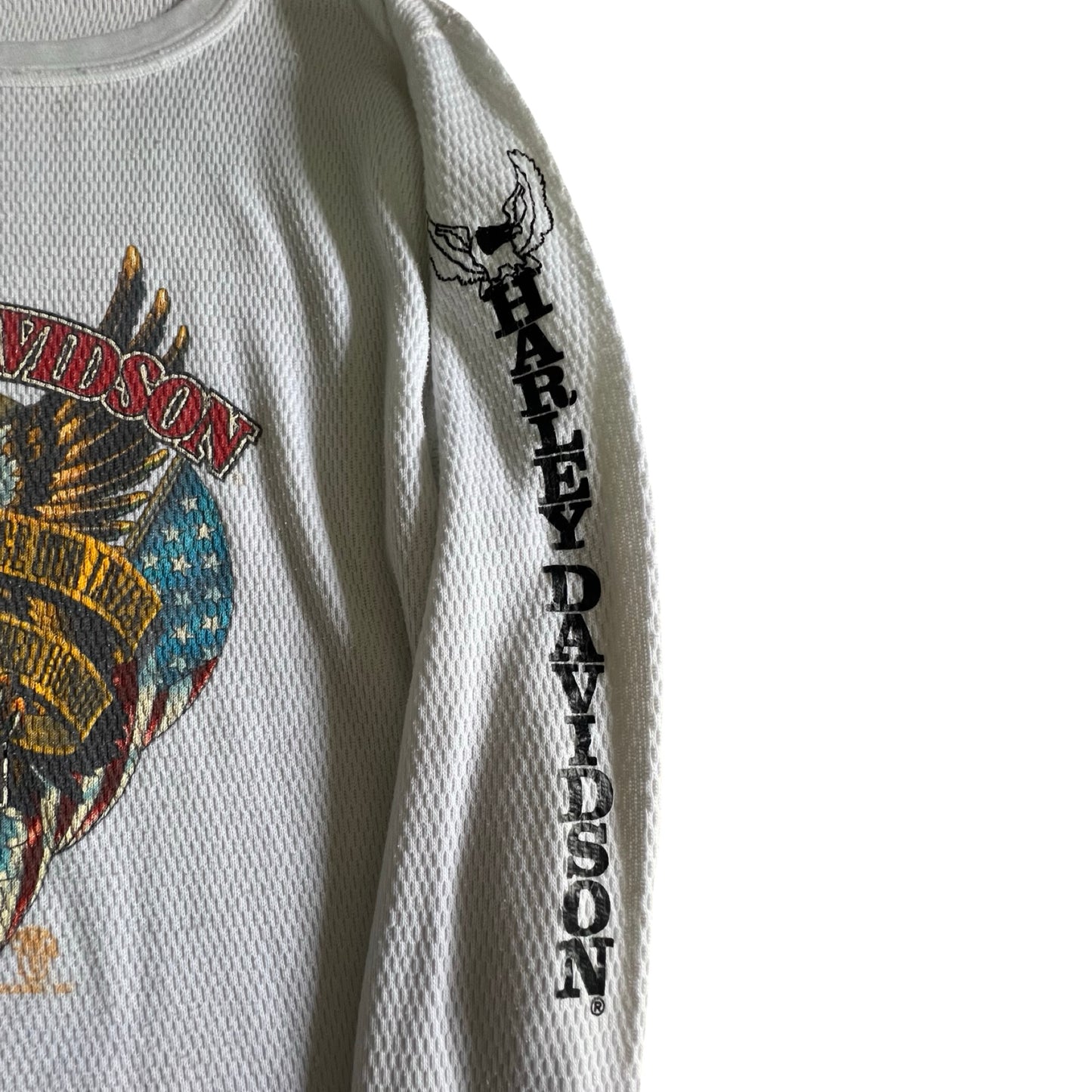 RARE 80’s Vintage Harley Davidson Oversized Distressed Thermal 3XL