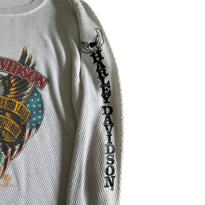 RARE 80’s Vintage Harley Davidson Oversized Distressed Thermal 3XL