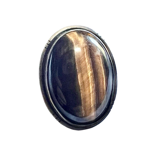 Huge Vintage Tigers Eye Sterling Silver Ring Size 9 1/4