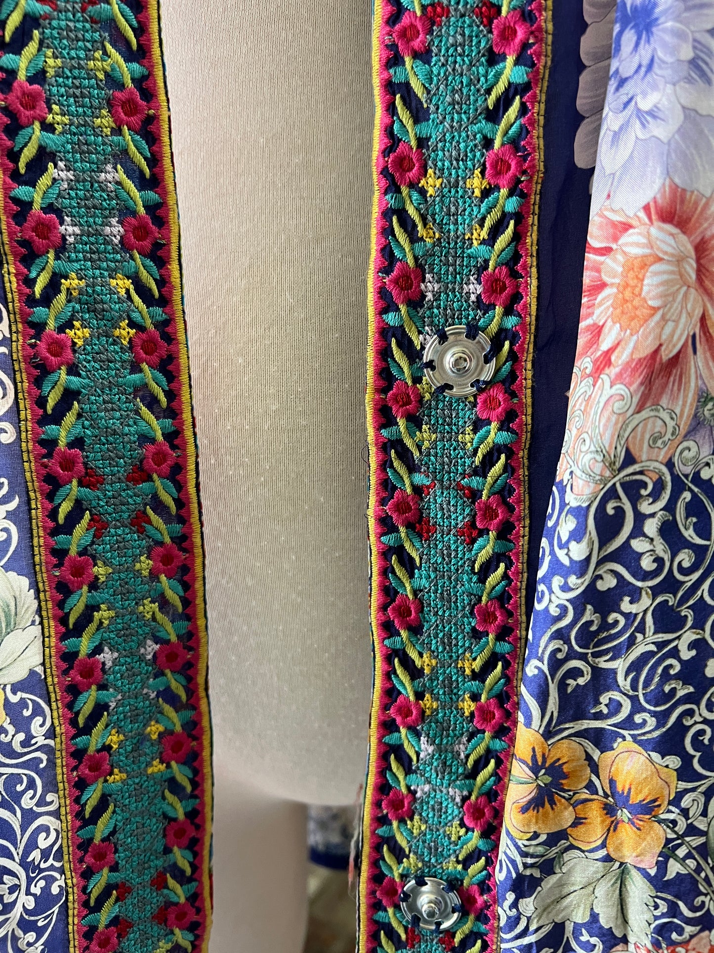 Johnny Was Oversized Silk Floral Snap Front Kimono