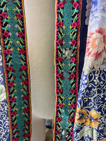 Johnny Was Oversized Silk Floral Snap Front Kimono