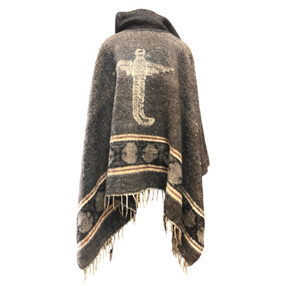 Rare Vintage 1960’s Guatemalan Quetzal Bird Handmade Wool Poncho O/S