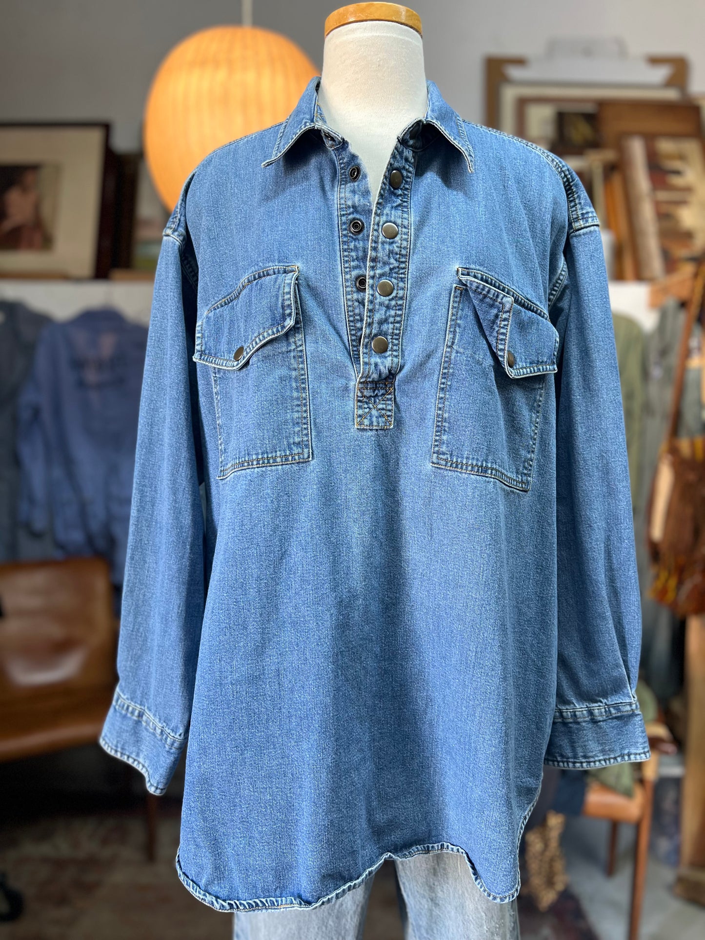 Vintage 80’s Orvis Denim Pullover Shirt XL