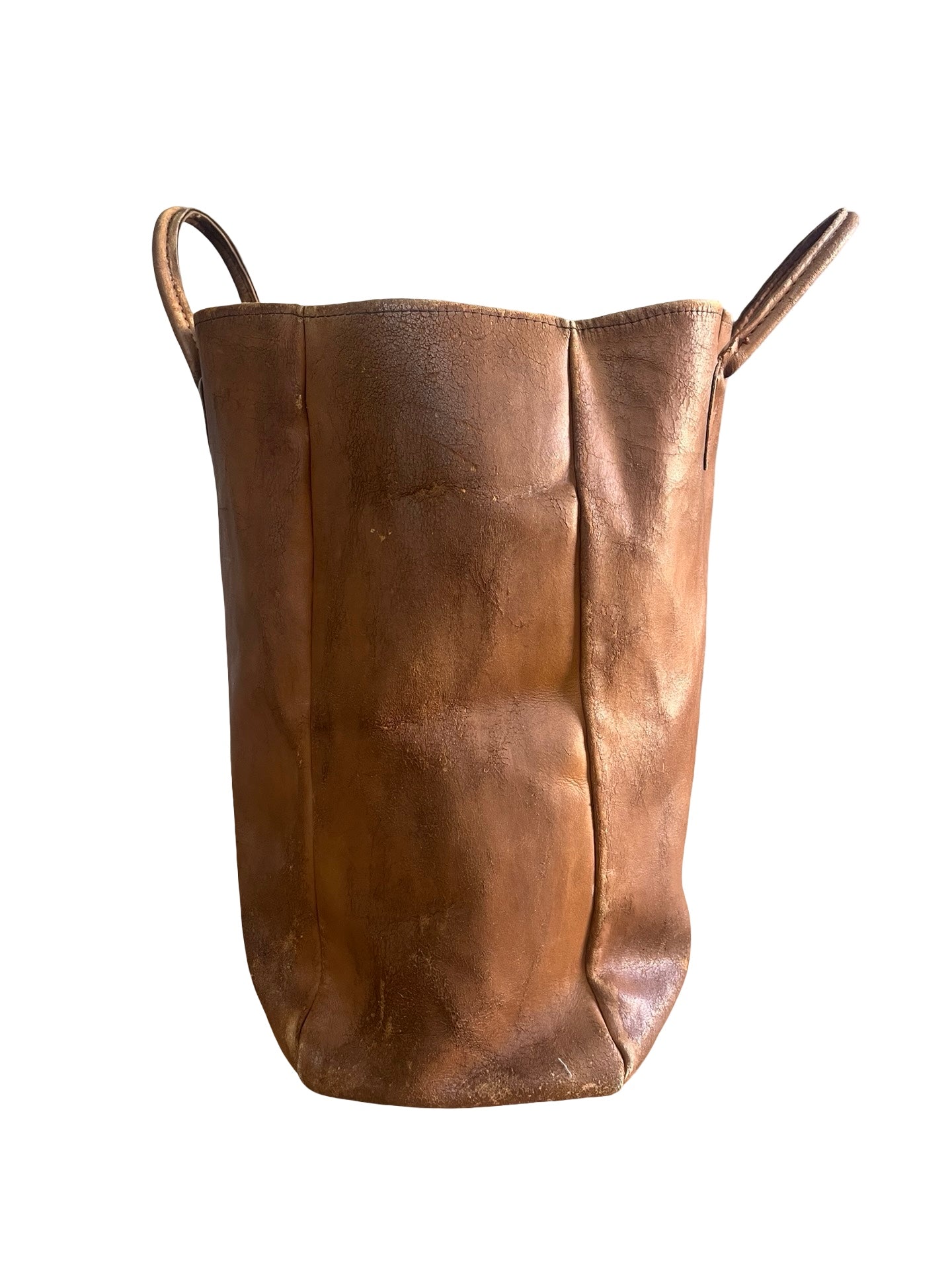 RARE Vintage LL Bean 1970’s Cursive Label Distressed Leather Tote XL