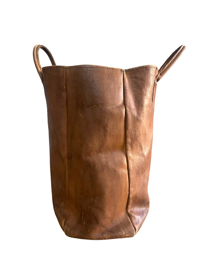 RARE Vintage LL Bean 1970’s Cursive Label Distressed Leather Tote XL
