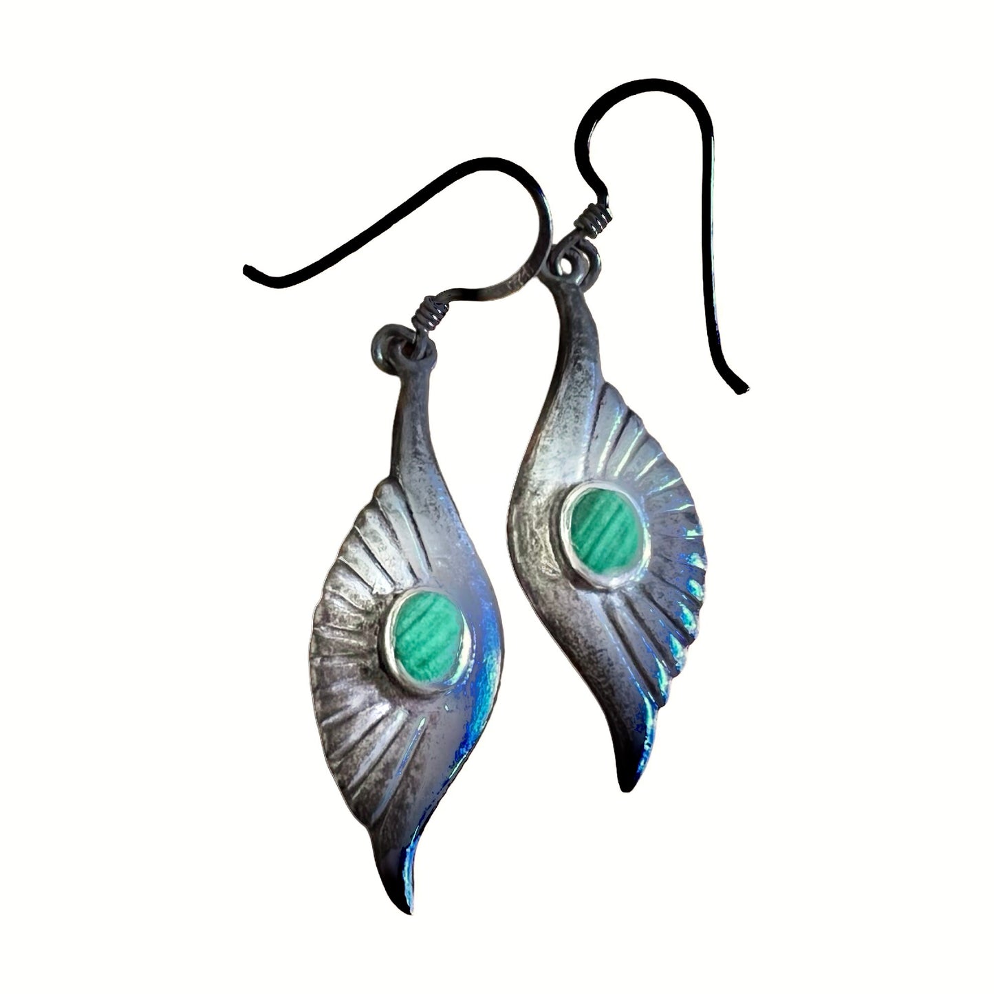 Vintage Rare Navajo Sterling Silver and Malachite Earrings