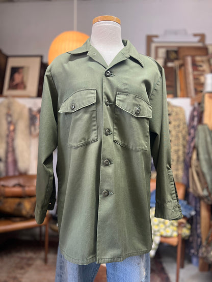Vintage Army Shirt Jacket Military Uniform L