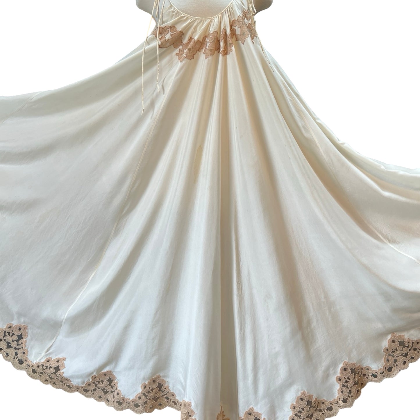 Rare Collectible Vintage 1970’s Silk 8-Panel Janet Reger London Ethereal Maxi Dressing Gown Lace Trim