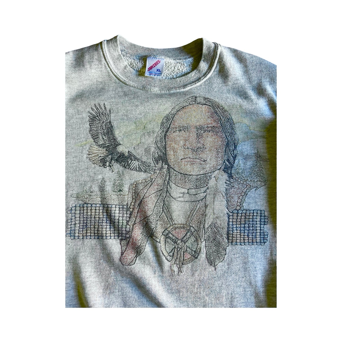 Vintage Rare 80’s Native American Crewneck Sweatshirt Faded & Well Worn XL