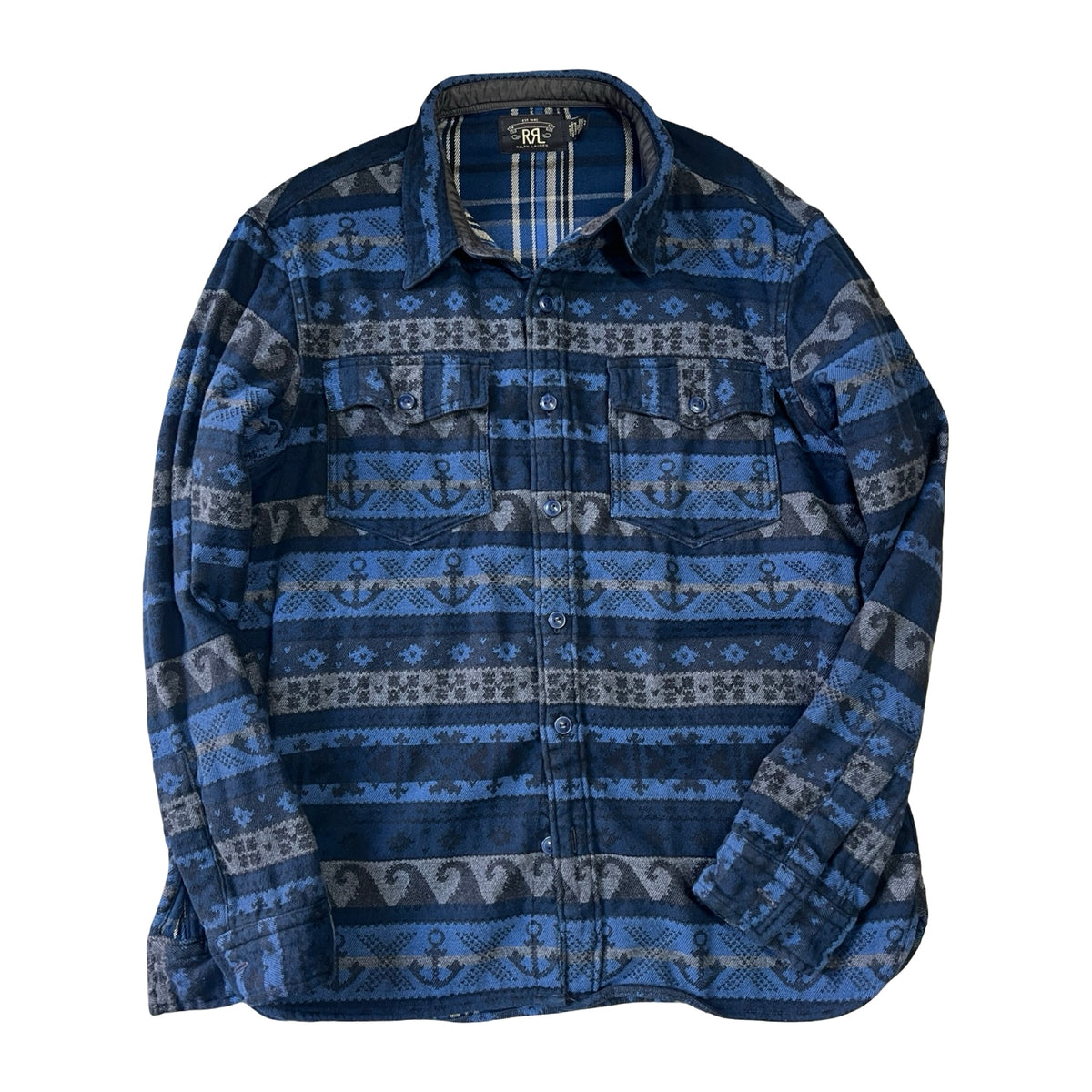 RRL Double-Faced Jacquard Heavyweight Flannel Workshirt L