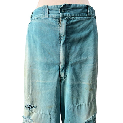 Vintage 1950’s Big Mac Sanforized Heavily Distressed w/ Original Repairs Work Pants