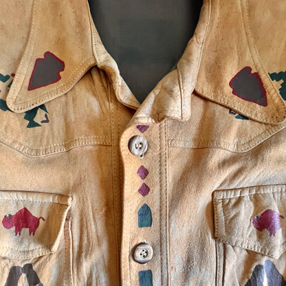 VERY RARE Original 1970’s One Of A Kind Hand Painted Native American Deerskin Jacket L