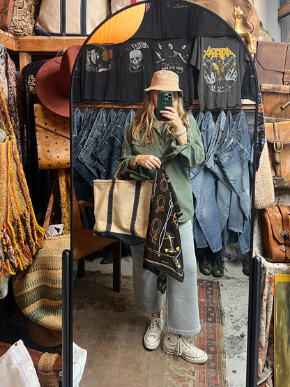 Rare Vintage 70’s/80’s Sawtooth Label Heavily Distressed LL Bean Faded Navy Boat & Tote Bag