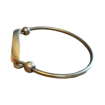 Vintage 1970’s Stone Inlay Modernist Brass Cuff