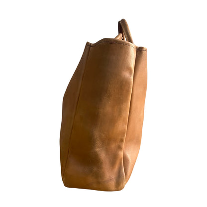 RARE Vintage LL Bean 1970’s Cursive Label Distressed Leather Tote M