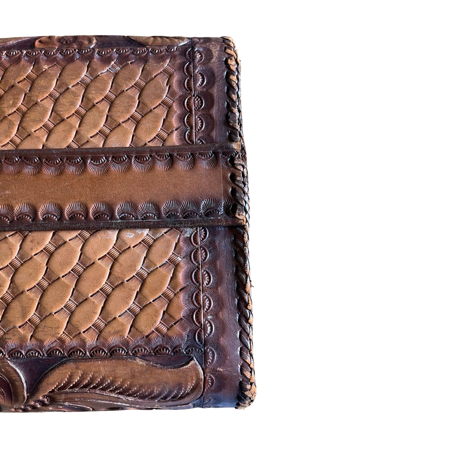 Vintage 70’s Hand Tooled Oversized Structured Clutch