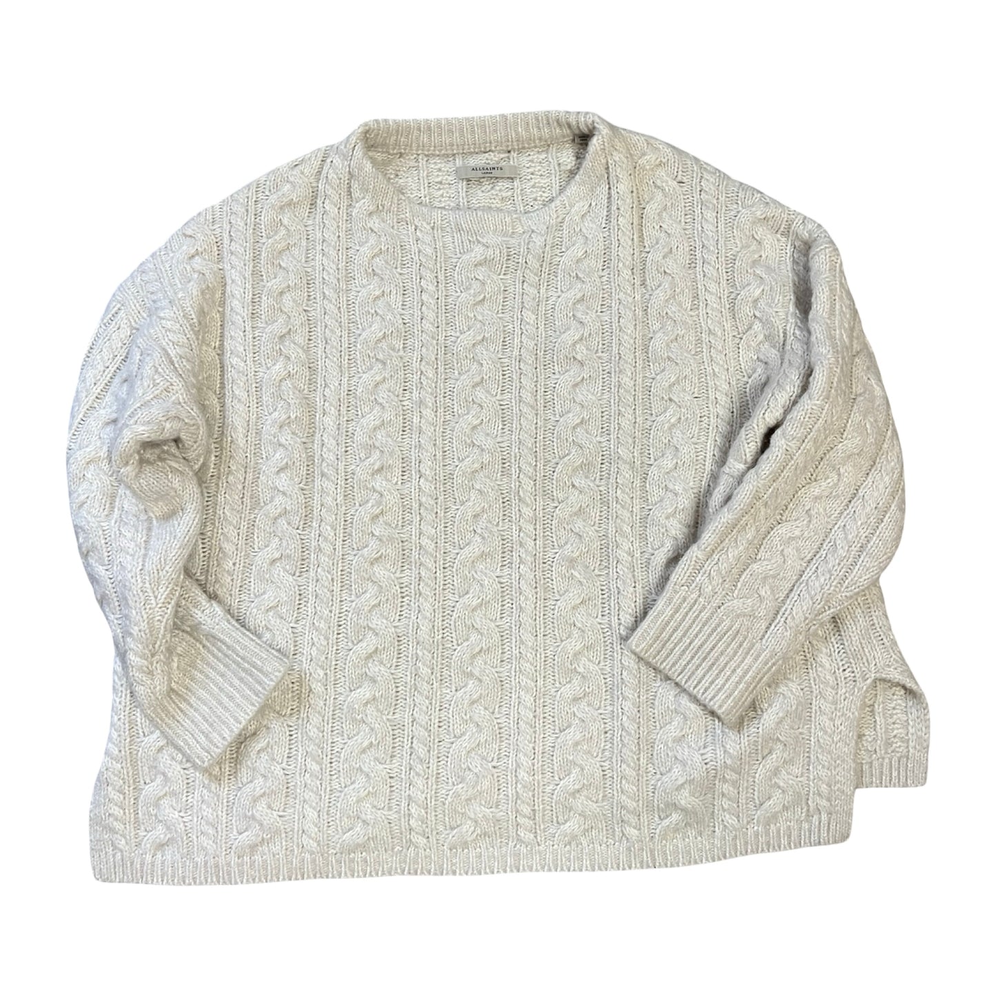 All Saints Oversized Wool Blend Cable Knit Sweater L