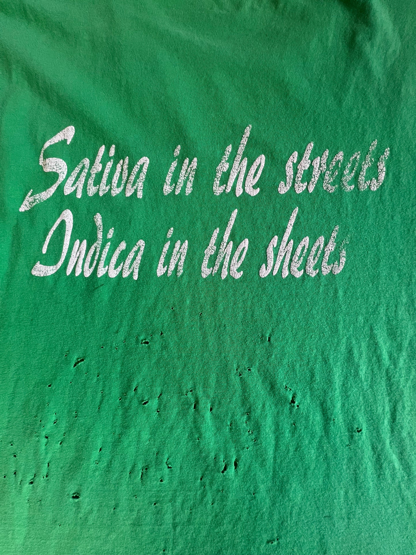 Vintage Distressed Sativa Indica Cut Off Tee XXL