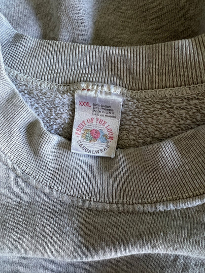 Vintage 1980’s Distressed Gray Fruit of the Loom Raglan Crewneck w/ MV Logo 3XL #29