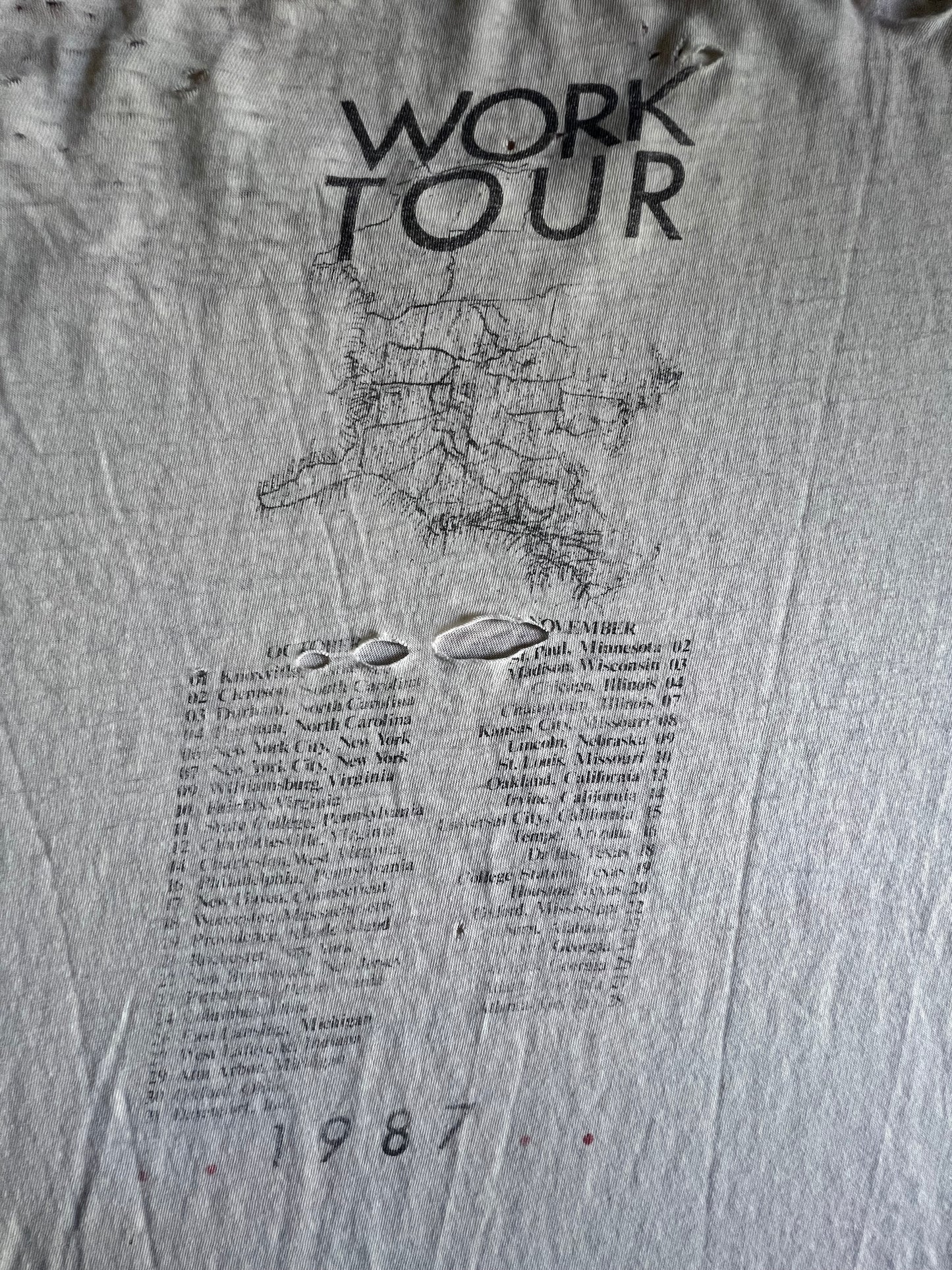 Vintage Thrashed REM Work Tour 1987 T-Shirt Band Rock Tee XXL