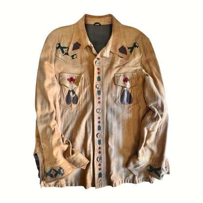 VERY RARE Original 1970’s One Of A Kind Hand Painted Native American Deerskin Jacket L