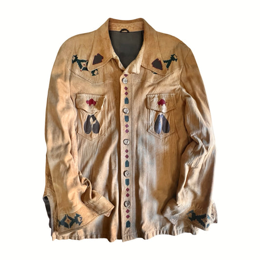 VERY RARE Original 1970’s One Of A Kind Hand Painted Native American Deerskin Jacket L