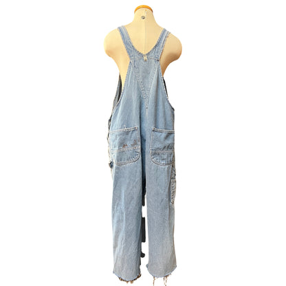 Vintage Distressed Key Imperial Denim Overalls Raw Hem