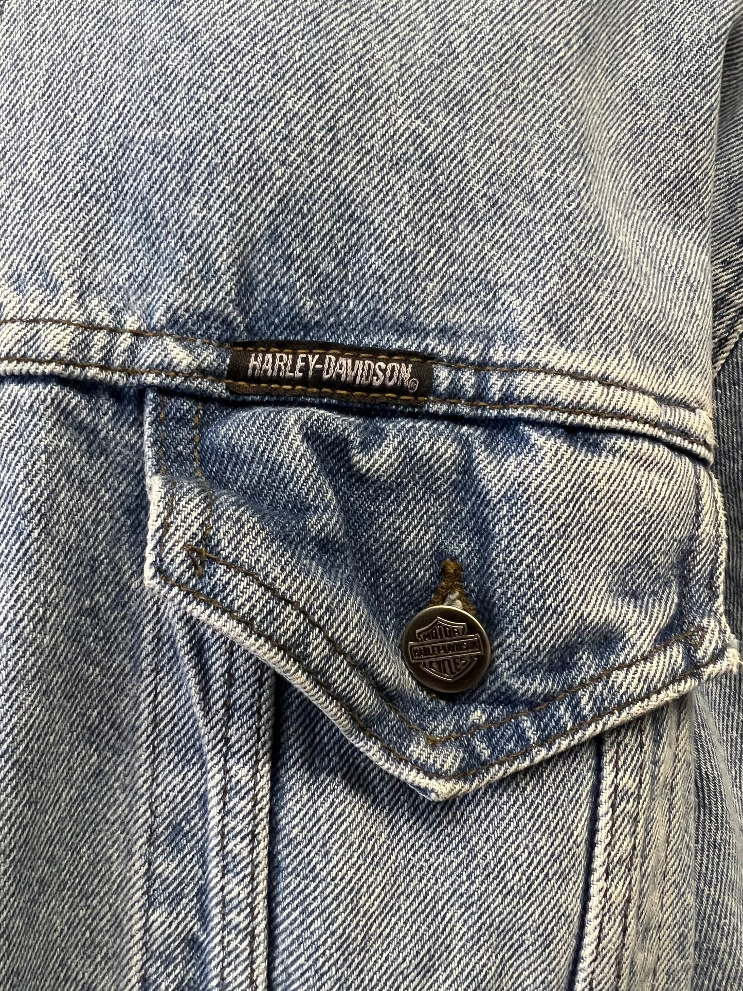 Vintage Harley Davidson Oversized Denim Jacket Back Patch XL