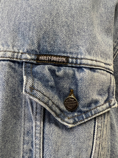 Vintage Harley Davidson Oversized Denim Jacket Back Patch XL