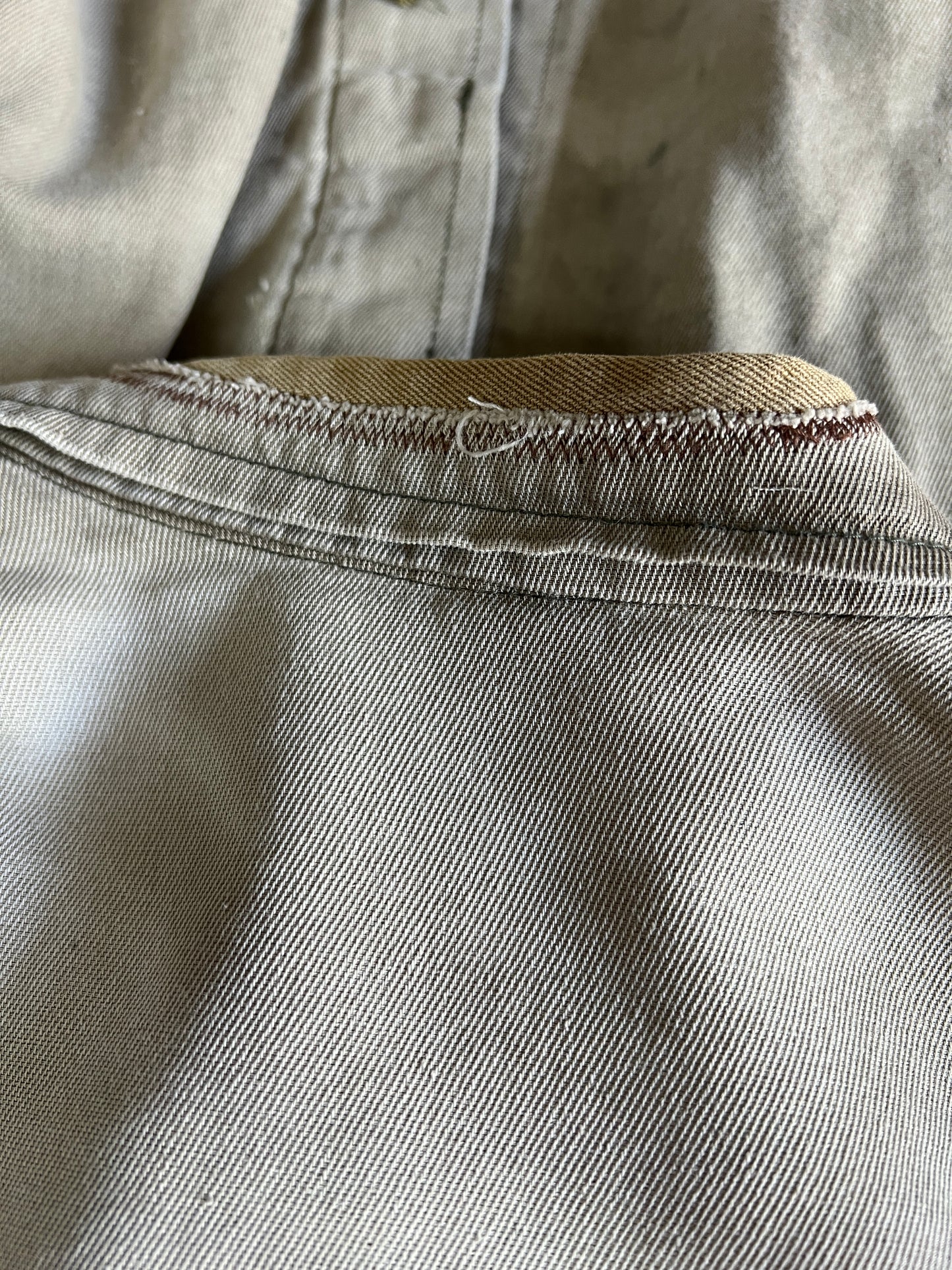 RARE Vintage European HBT Distressed Military Work Shirt Original Repairs XL